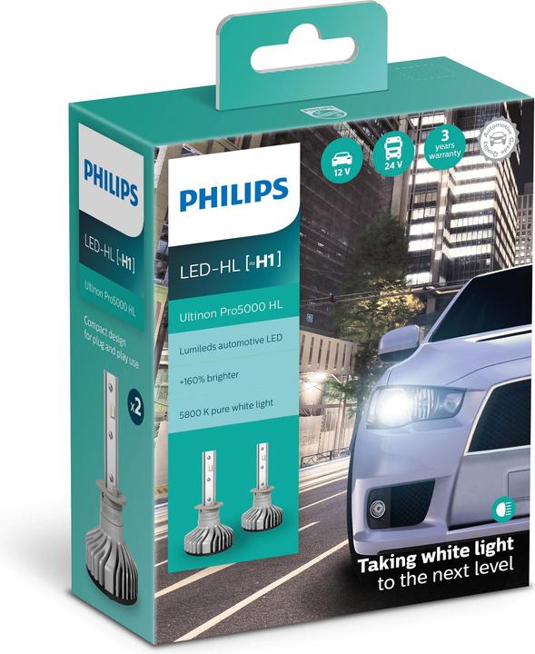 Immagine prodotto Philips Ultinon Pro5000 HL 11258U50CWX2 Lampadina per fari auto (H1)