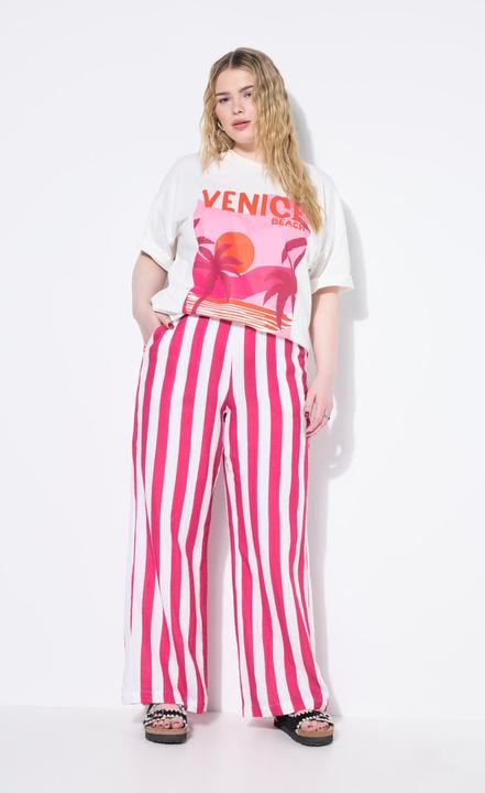 Image du produit Studio Untold Pantalon en mousseline rayée, jambe large et taille élastique (58)