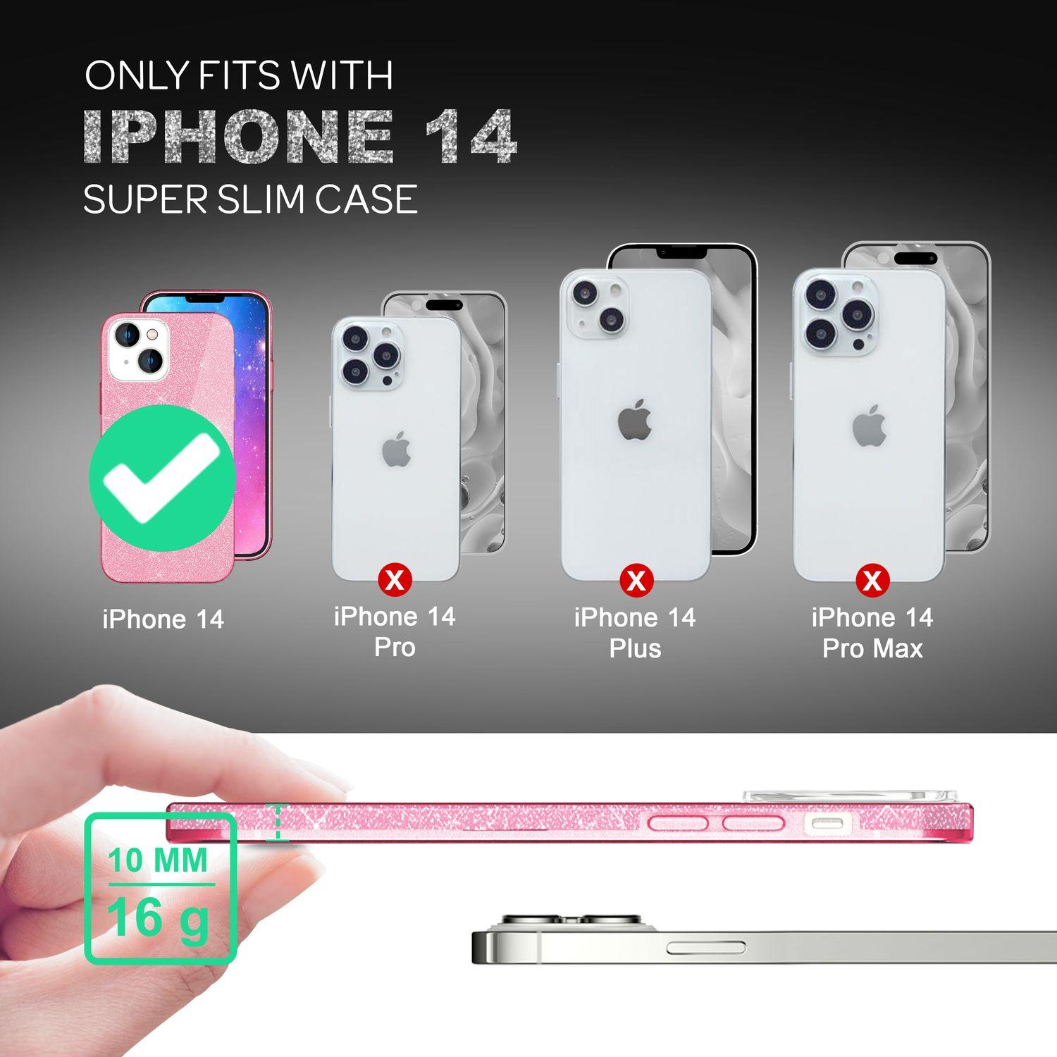 Thumbnail - Nalia Glitzer Hülle (Apple iPhone 14), Smartphone Hülle, Pink