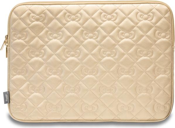 Actual product image Hello Kitty Sleeve HKCSZPEKHBPD 14" złoty/gold Zip PU Quilted Bows (14")