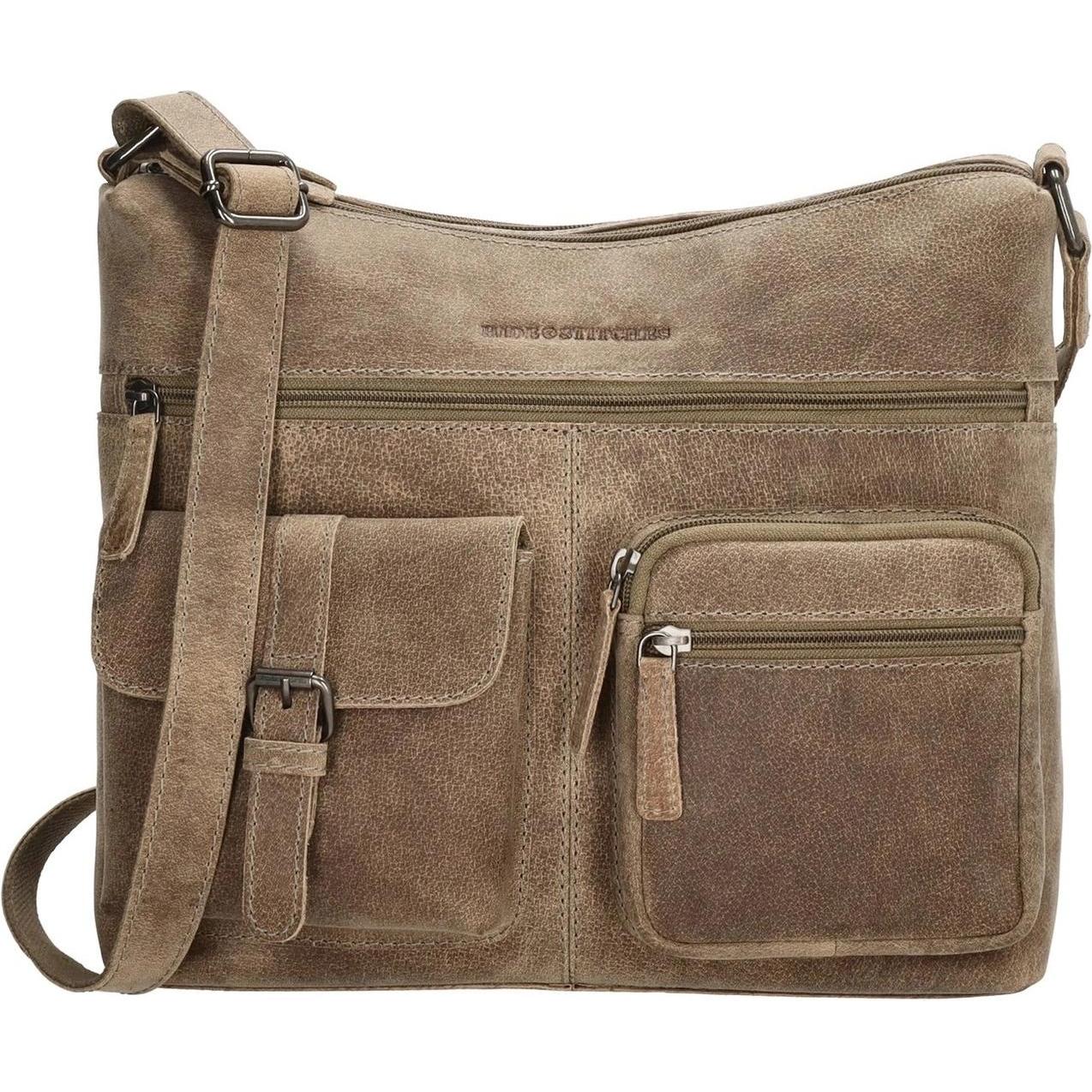 Hide & Stitches, Donne, Borsetta, Idaho Crossbody Schoudertas - 100% Leder - Donkerzand - 100% Leer, Marrone