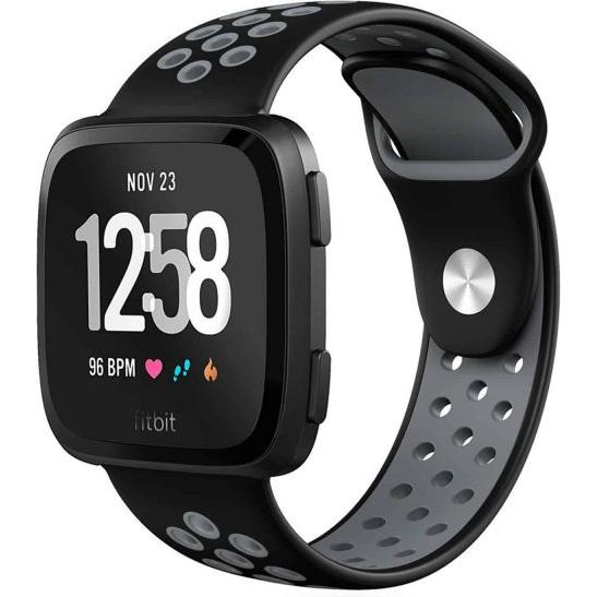 Thumbnail - Strap-it Sportarmband (Silikon, Versa 2), Uhrenarmband, Mehrfarbig, Schwarz, Grau