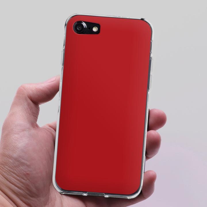 Produktbild DeinDesign Silikon Hülle für Apple iPhone 7 Handyhülle Case Smartphone Schutzhülle Farbe Rot einfarbig (Apple iPhone 7)