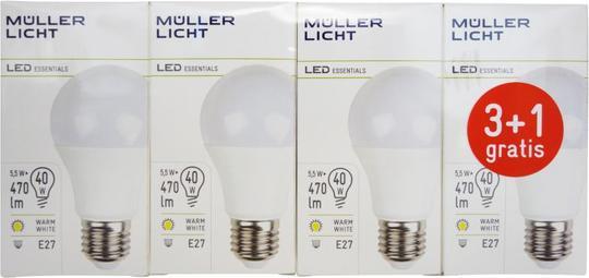 Actual product image Müller Licht LED bulb shape 3+1 5,5W (40W) E27 400263 (E27, 5.50 W, 470 lm, 4 x, G)