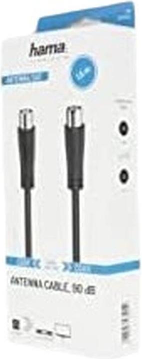 Produktbild Hama Antennen-Kabel, Koax-Stecker - Koax-Kupplung, 1,5 m, 90 dB, Schwarz (90 dB, Antennenkabel)