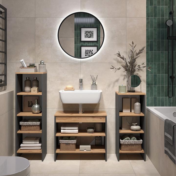 Produktbild Vicco Badmöbel-Set Karli, Anthrazit/Goldkraft Eiche, 3 Teile
