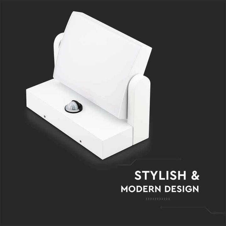 Produktbild V-TAC VT11020120W 20W LED Wandlicht Sensor Weiss Body 4000K IP65 (2520 lm, IP65)