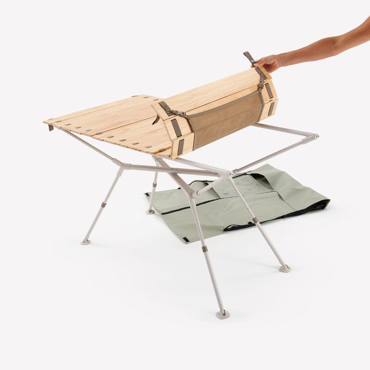 Actual product image Quechua Compact camping table 4/6 people - Wooden top - Storage compartment