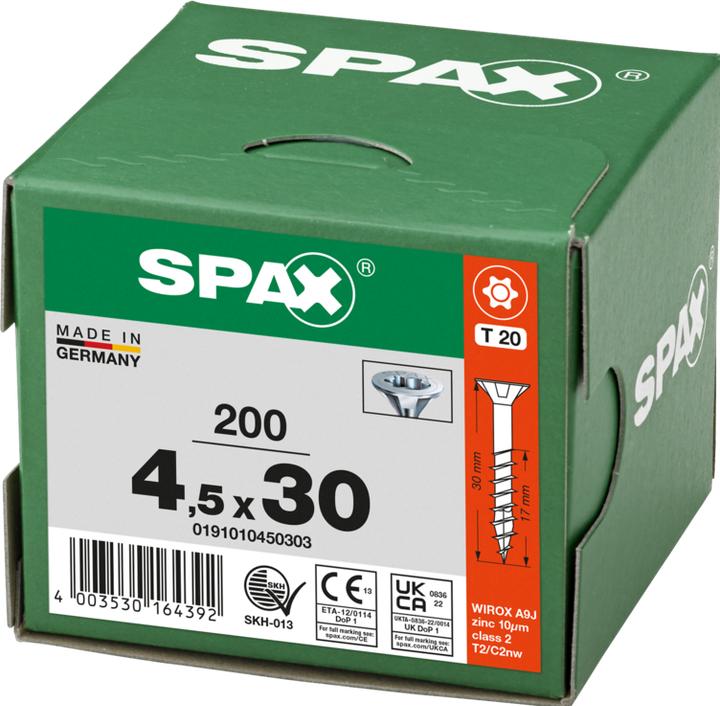 Productafbeelding Spax Universele schroeven 4,5 x 30 mm, 200 stuks (200 Schroeven per stuk)