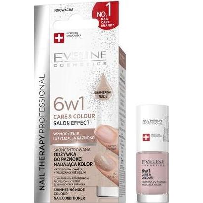 Eveline, Prodotto cura delle unghie, Nail Therapy 6w1 Care & Colour skoncentrowana odżywka do paznokci Shimmering Nude 5ml (5 ml)