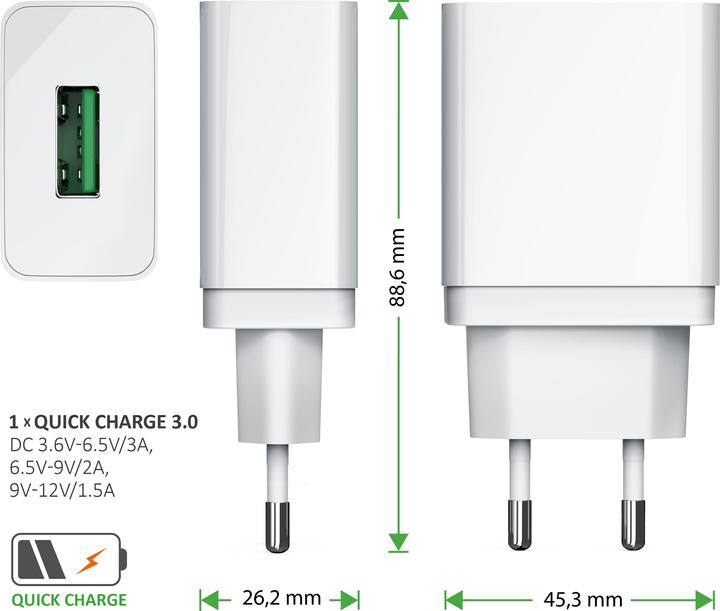 Produktbild Aplic Wireless Charger + Quick Charge 3.0 USB Typ A Ladegerät, Induktionsladegerät (10 W)