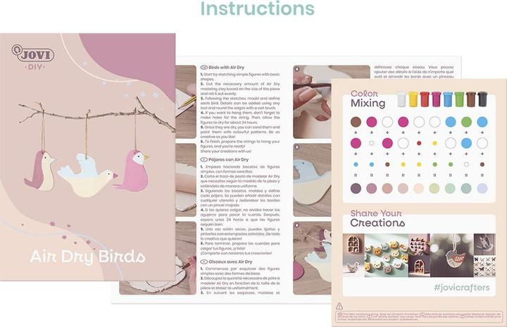 Image du produit Jovi Pâte à modeler DIY Air Dry oiseaux multicolore