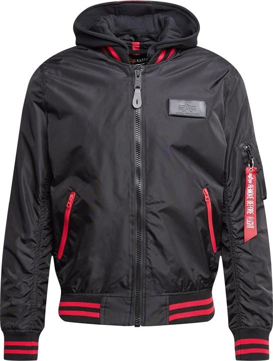 Alpha Industries Veste de vol avec capuche amovible, poches chauffantes et patch avant (S)