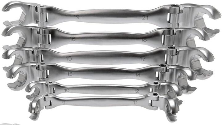 Produktbild SW-Stahl 01488L Bremsleitungsschlüssel-Set 6-teilig I Schraubenschlüssel I Schraubenschlüssel sechsk (17 mm, 12 mm, 21 mm, 11 mm, 18 mm, 14 mm)