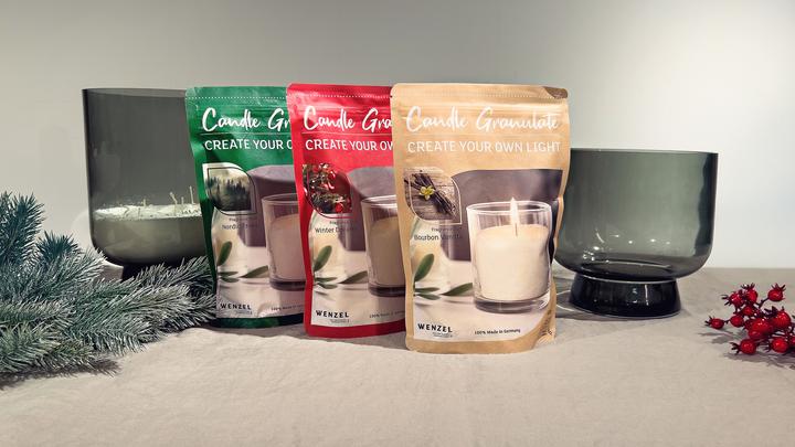 Actual product image Wenzel Kerzen-Sandgranulat mit Duft, Set mit 4 Dochten