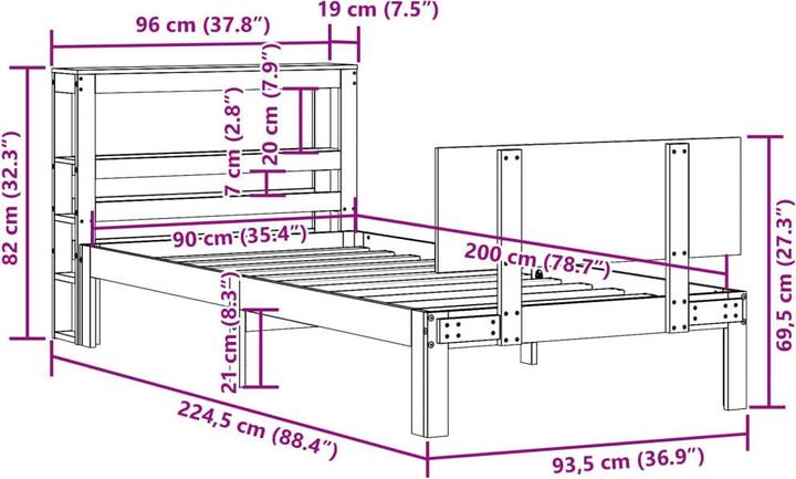 Image du produit vidaXL Bettgestell (90 x 200 cm)