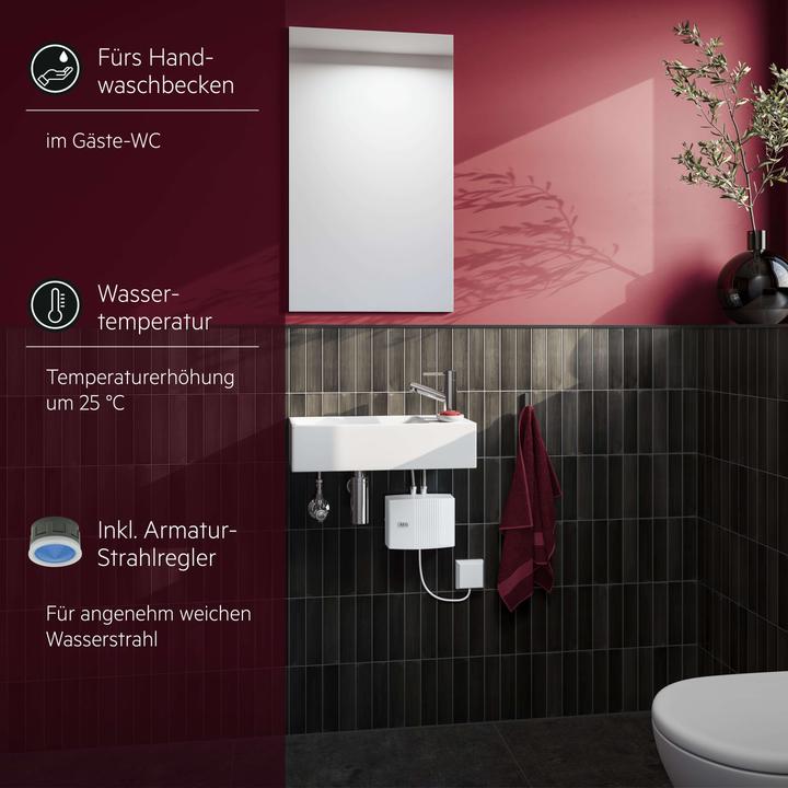 Produktbild AEG Haustechnik MTE 650 Elektronischer Klein-Durchlauferhitzer nur fürs Handwaschbecken, 6,5 kW, ohne Stecker, VDE