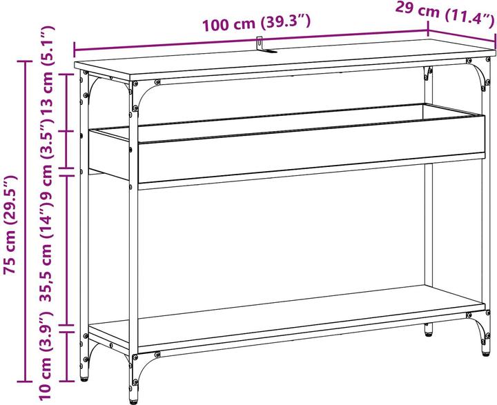 Actual product image vidaXL Konsolentisch (100 x 29 x 75 cm)