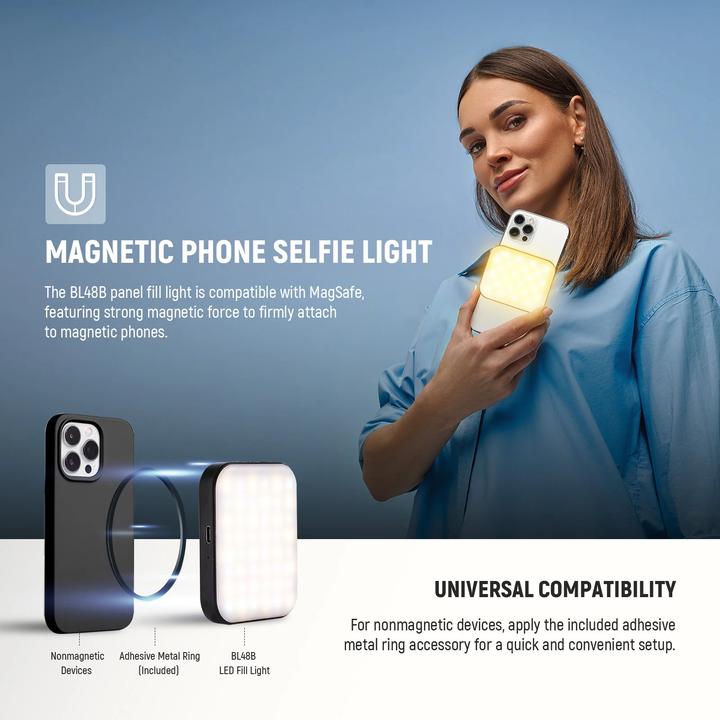 Actual product image Neewer BL48B LED magnetic selfie light (Video light)