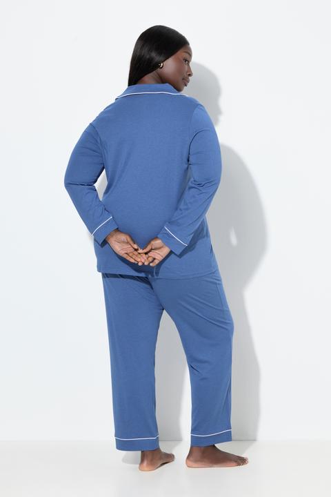 Image du produit Ulla Popken Pyjama manches longues, passepoils fantaisie, décolleté en V (56)