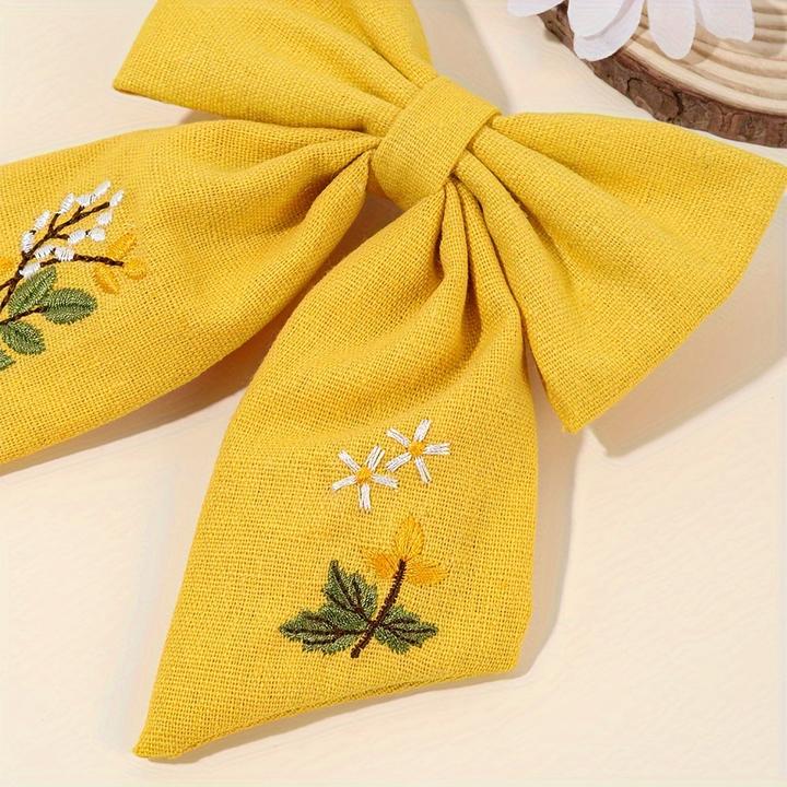 Actual product image Activity Board 1pc niedliche Blume Stickerei Schleife Haarspange, gemischte Farbe, Polyester, Mode (1 pcs.)