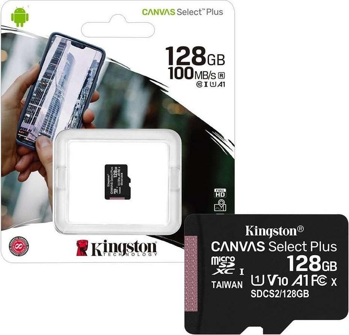 Actual product image Kingston Canvas Select Plus microSDXC Card 128GB (128 GB, microSDXC, U1, UHS-I)
