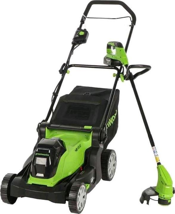 Actual product image Greenworks G48LM41ST25K2X Set AkkuRasenmäher AkkuRasentrimmer48V, 2x 24V2Ah (Rechargeable battery operated)