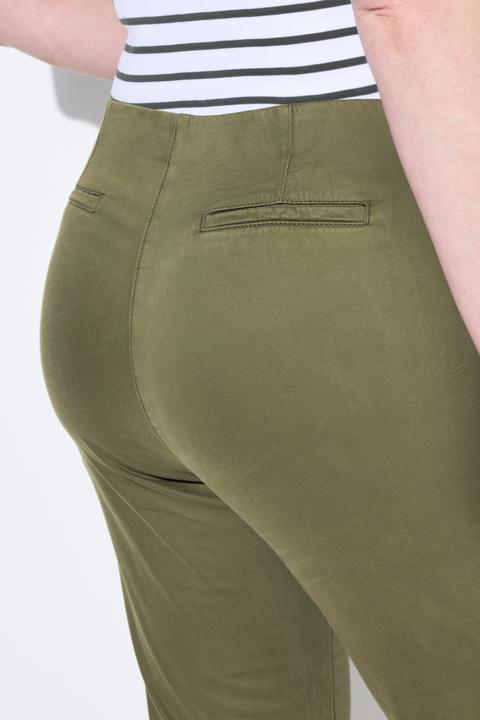 Image du produit Ulla Popken Pantalon avec passepoil et taille élastique. Coupe ajustée avec fente sur le bas de jambe. (56)