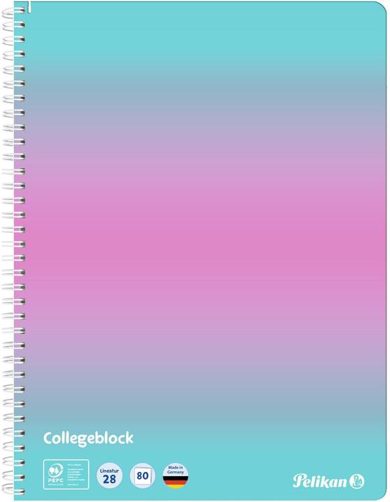 Image du produit Pelikan Bloc-notes spirale A4 80 feuilles linéature 28 motif Color Edition rose/mint (210 x 297 mm, Quadrillé, Couverture souple)