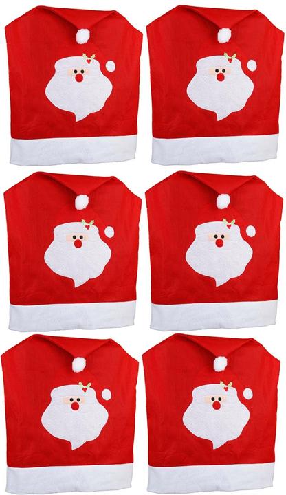 Novaliv Christmas Chair Covers Set of 6 I Red I Father Christmas I Chair Covers Dining Room (48 x 48 x 65 cm)