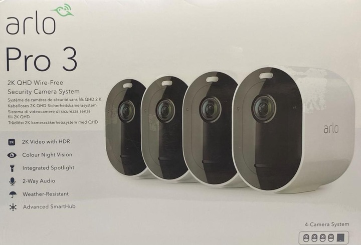 Immagine prodotto Arlo Pro 3 Spotlight, kit 4 telecamere bianche (2560 x 1440 Pixels)