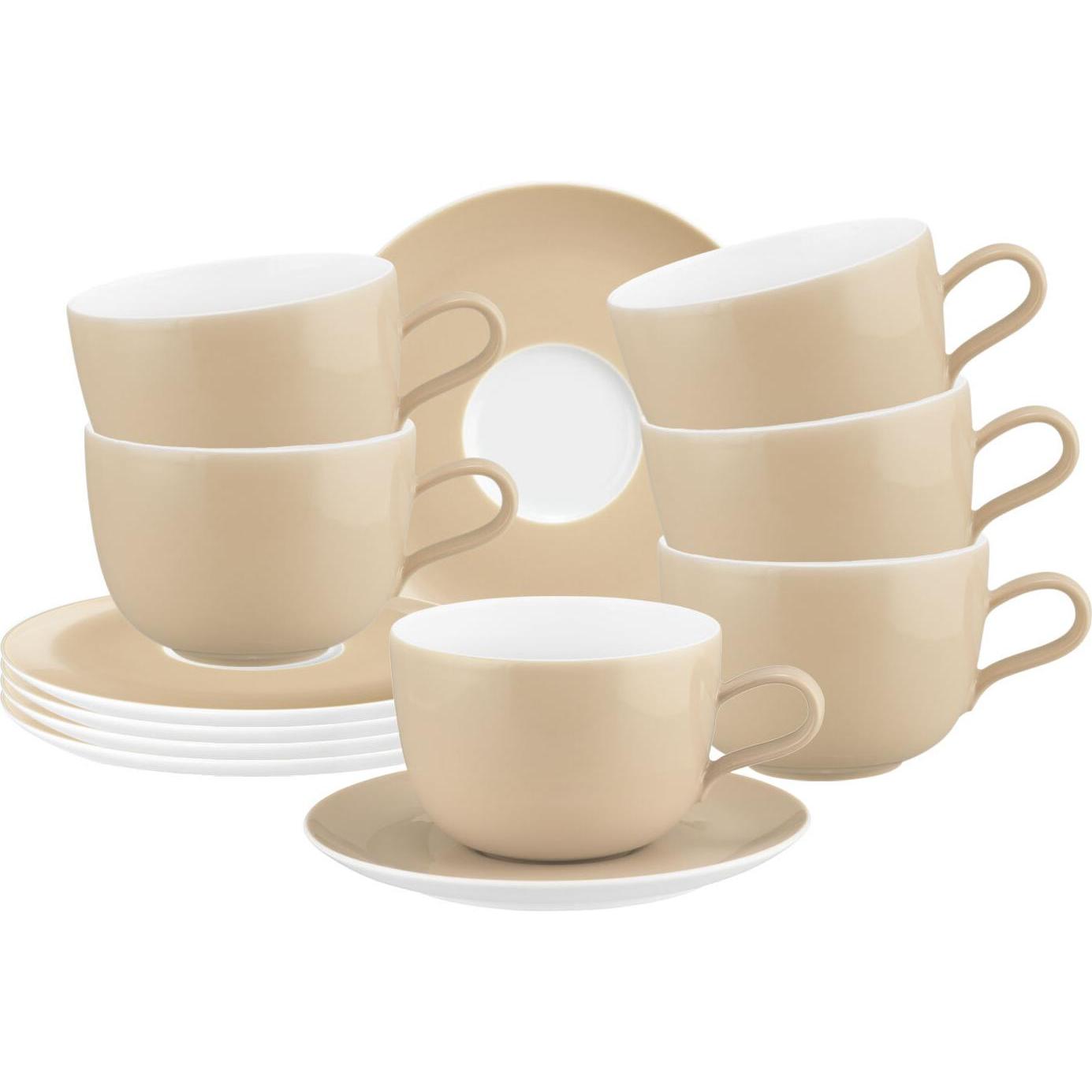 Seltmann, Tasse, Liberty Pure Colors Milchkaffeetassen mit Untertassen (380 ml, 6 x)