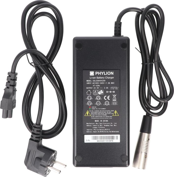 Actual product image Phylion Charger only suitable for charger 36-42 Volt 2.0A XLR 3-pin (E-bike charger)