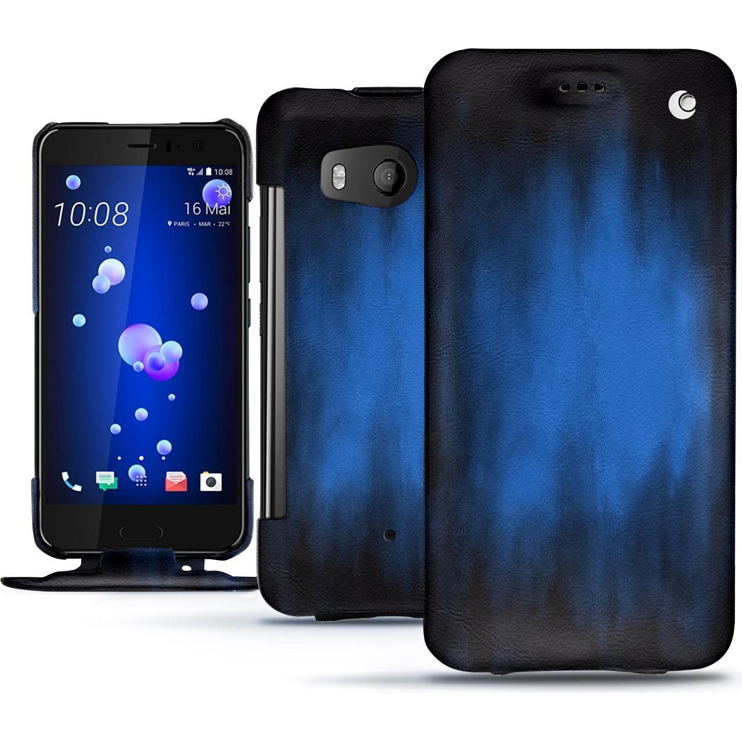 Noreve Lederschutzhülle vertikal (HTC U11), Smartphone Hülle, Blau