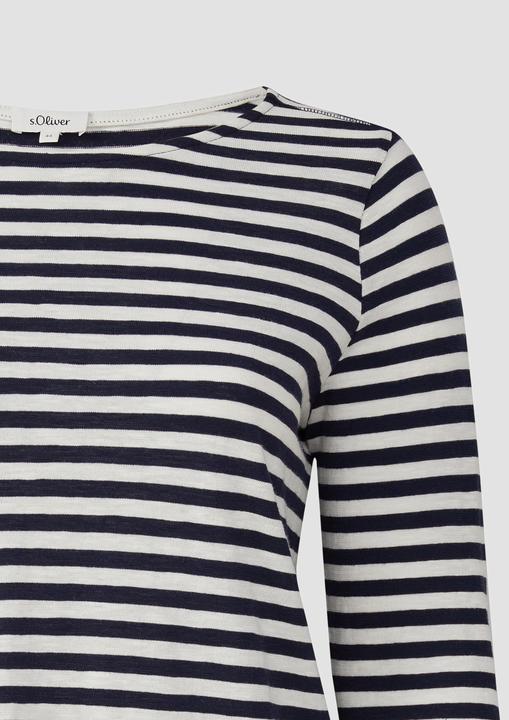 Actual product image S.Oliver T-Shirt Geringeltes Langarmshirt aus Flammgarn mit Crew Neck (46)