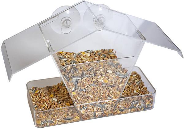 Immagine prodotto Duvo+ BILBAO mangiatoia da finestra per uccelli, trasparente, 24 x 9 x 15 cm