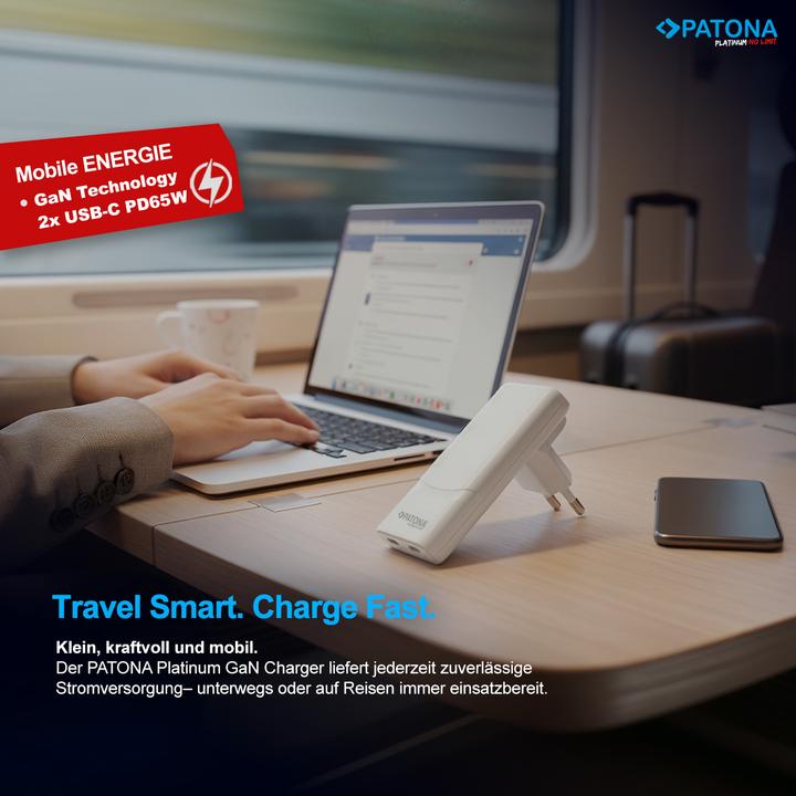Image du produit Patona GaN Flat PD 65W 2x USB-C Black (65 W, 2 ports)