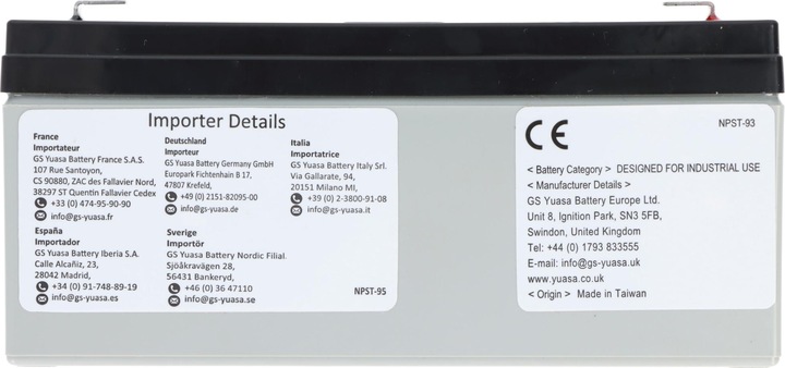 Actual product image Yuasa NP3-6 Battery Lead PB 6 Volt 3Ah Faston 4,8mm (6 V, 3 Ah)