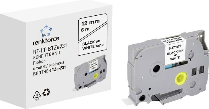 Actual product image Renkforce RF-LT-BTZe231 Compatible ribbon replaces Brother TZe-231 12 mm B (1.20 cm, White)