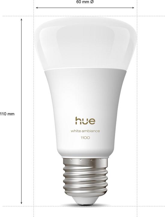 Image du produit Philips Hue A60 - A60 pre - 1100 - 2-pak (E27, 8.10 W, 1100 lm, 2 x, D)
