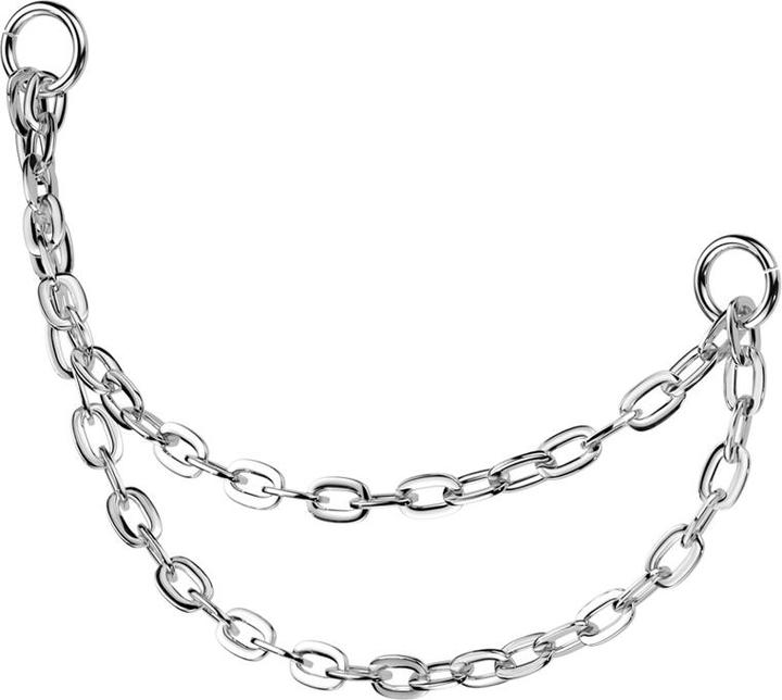 Actual product image Star Piercing Connecting chain Basic silver two chains (without brass, Titanium G23)