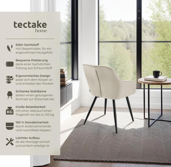 Actual product image tectake Chair Marilyn, Velvet look, quilted