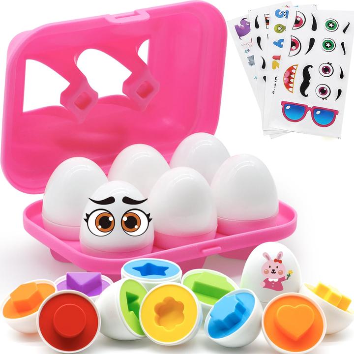 Actual product image Activity Board Matching Eggs for Toddlers, Egg Toy 6 Pcs Colour & Shape Sorting Recognition Eggs, Early Years