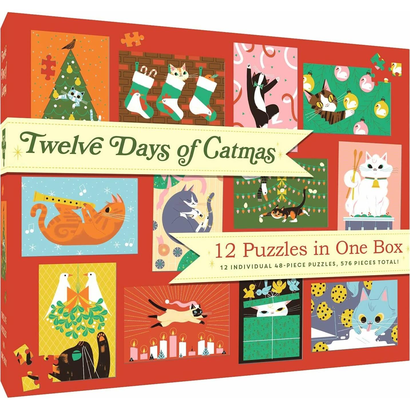 Abrams & Chronicle 13798 - 12 Puzzles in einer Box: Twelve Days of Catmas - Puzzle, 576 Teile (576 Teile)