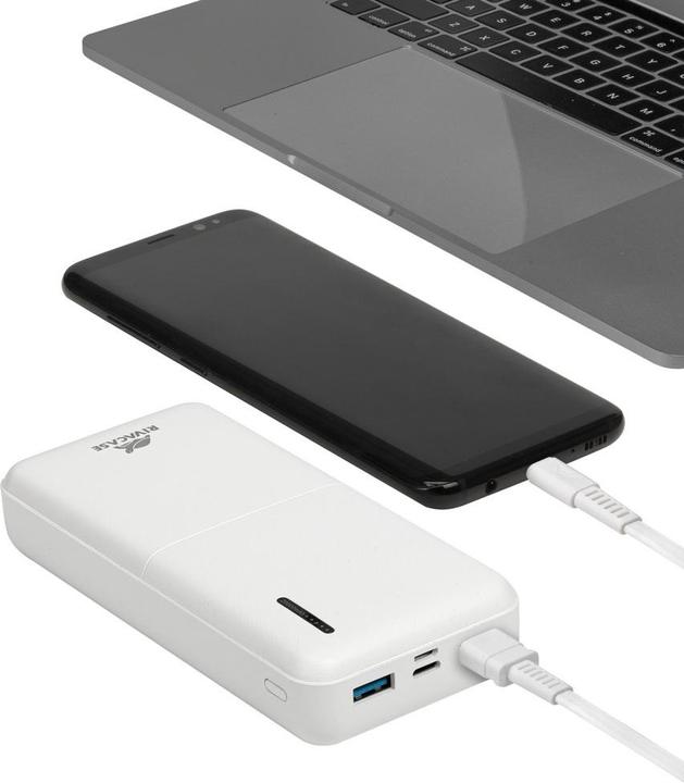 Produktbild Rivacase POWER BANK USB 20000 mAh/VA2572 Baltas (20000 mAh, 20 W, 74 Wh)