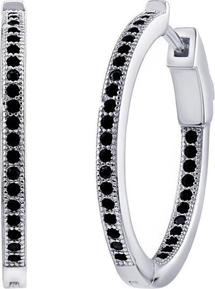 Immagine prodotto Silvego MILLA Orecchini a cerchio in argento da 22 mm con zirconi neri JJJE0106EBCK