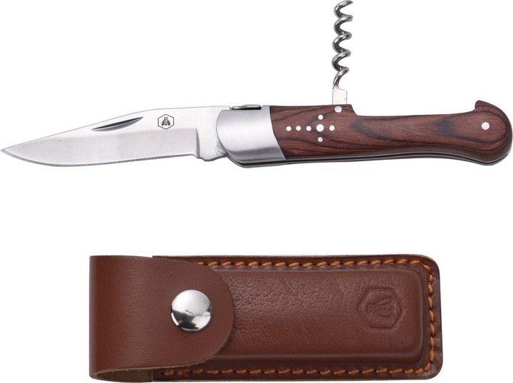 Immagine prodotto Laguiole Coltello Da Caccia E Cavatappi, Custodia In Pelle Di Palissandro
