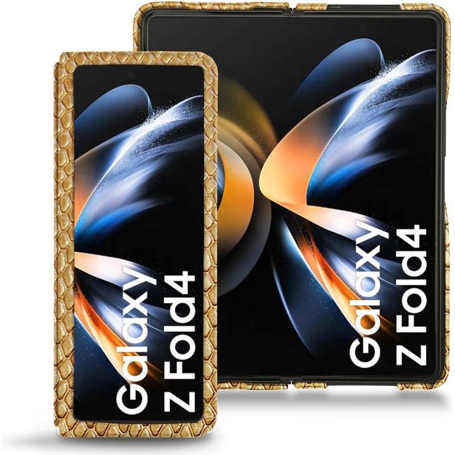 Thumbnail - Noreve Lederschutzhülle Samsung Galaxy Z Fold4 (Samsung Galaxy Z Fold4), Smartphone Hülle, Beige