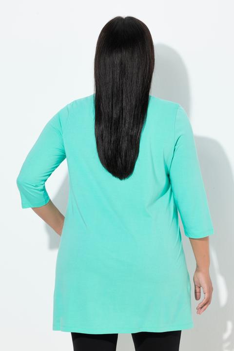 Immagine prodotto Ulla Popken Maglia lunga con scollo a V, maniche a 3/4 e taglio svasato (46, 48)