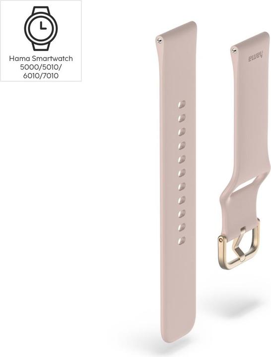 Produktbild Hama Armband zum Wechseln für Smartwatch 6010, Silikon, Rosé (Edelstahl, Silikon)